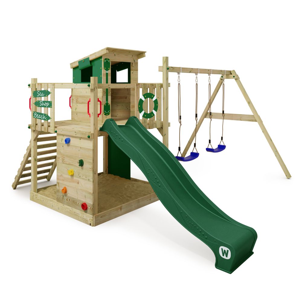 Spielturm Wickey Smart Camp mit Spielhaus und Schaukel in Grün