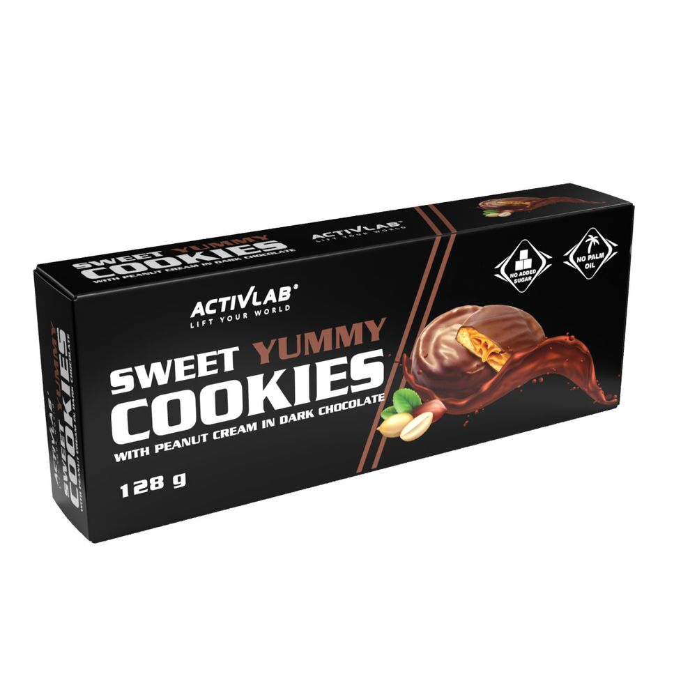 Sweet Yummy Cookies ciastka kakaowe bez cukru z kremem z orzeszków ziemnych Activlab