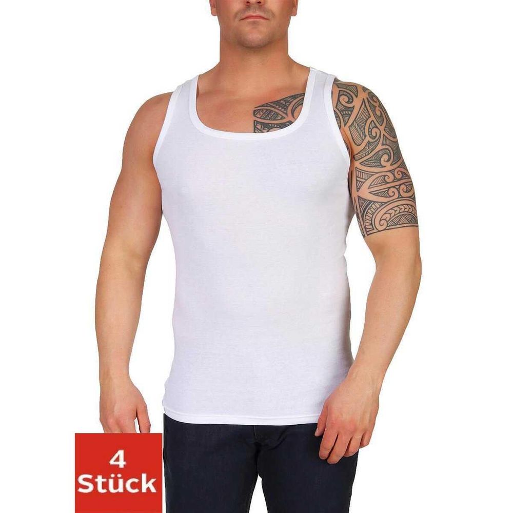 4 Stück Unterhemd Feinripp 100% Baumwolle; Weiß/4XL