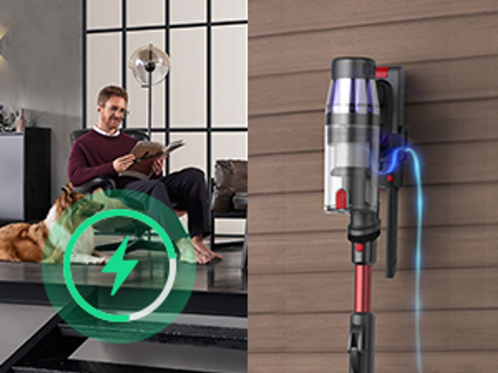 Ultenic U16 Flex Akku Staubsauger Kabellos 75000PA/70 min, Akkustaubsauger mit Touchscreen und Ladestation, 180°flexibles Biegegelenk, selbststehendes