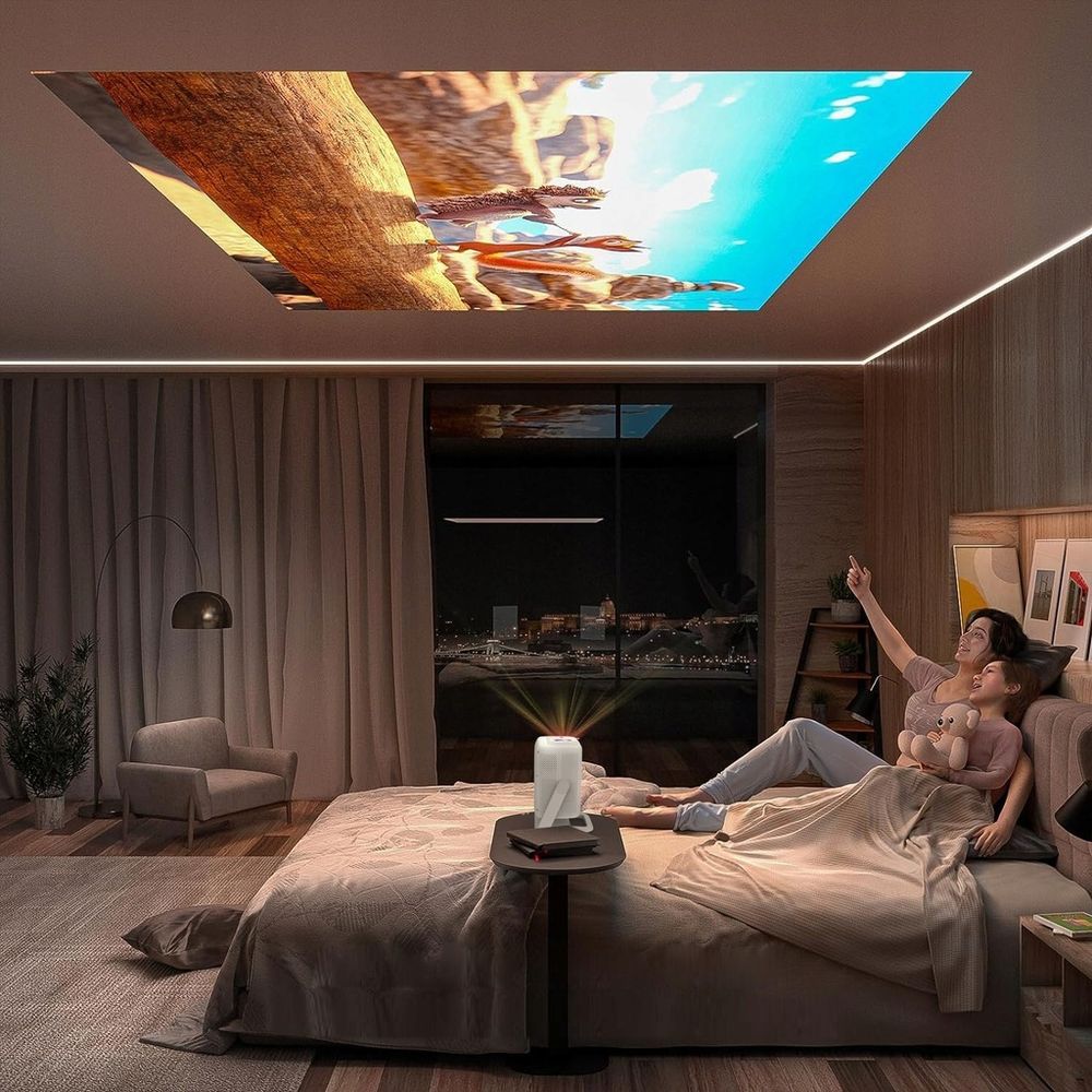 Projektor ZENWIRE so systémom Android, WiFi, Bluetooth, Full HD, podpora 4K, 12000 lumenov, automatické zaostrovanie, prenosný, mini projektor pre domáce kino a kanceláriu "H8"