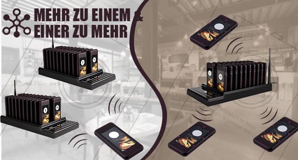 Retekess T112 Pager System, Restaurant Pager, 20 Pager 999 Kanale mit Aufladen Rrufende Tastatur Geeignet für Restaurants Bars Cafés