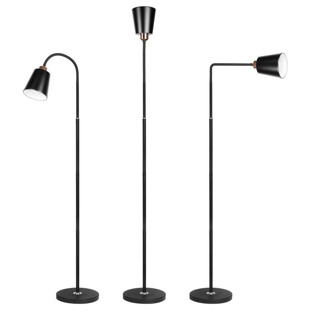 MasterLED Stehlampe E27 schwarz-gold mit Schwanenhals 145 cm Koko
