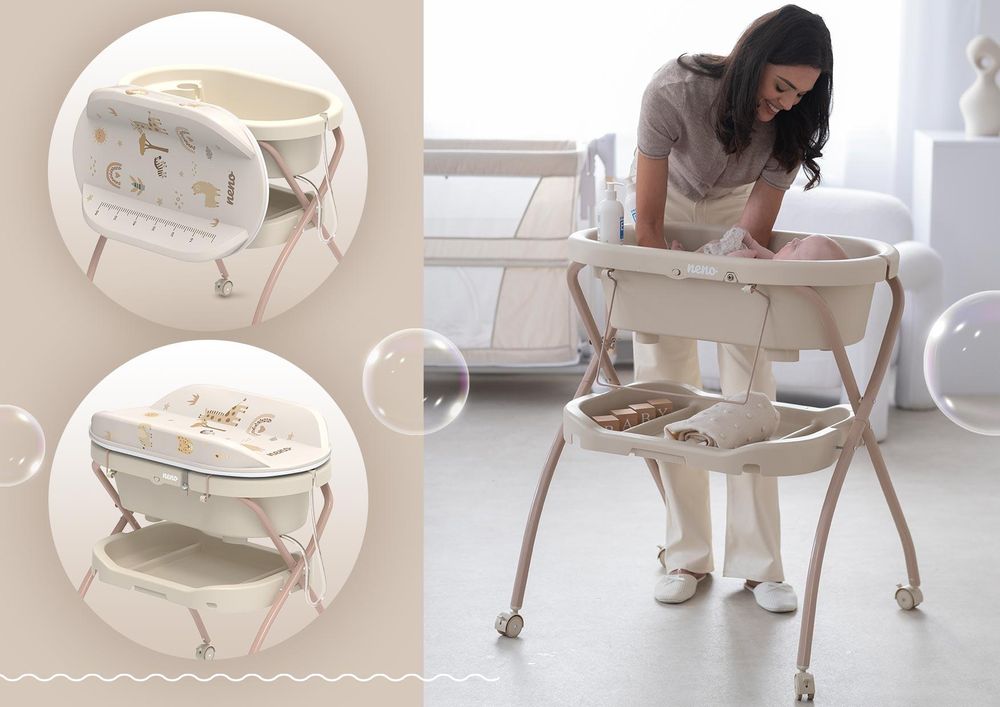 Neno Breza 2-in-1 Babybadewanne mit Wickeltisch klappbar bis 15 kg