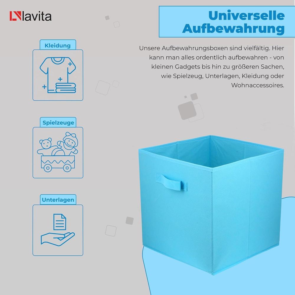 Lavita Storage Box | faltbare Aufbewahrung Boxen 31 x 31 x 31 cm | Schubladen-Organizer Box| Ordnungssysteme für Kleidung | Kleideraufbewahrung & Organisation | Türkis | 6 stück