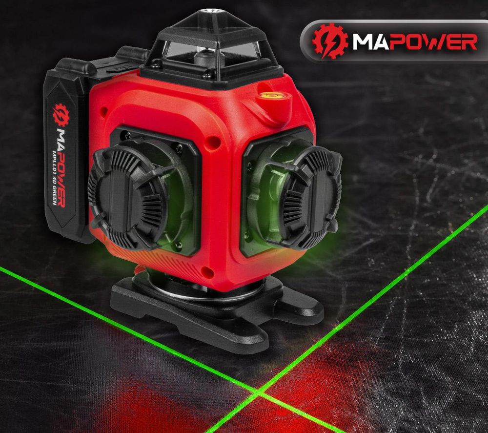 Poziomica laserowa MAPOWER płaszczyznowa 4D laser krzyżowy 360 zielony