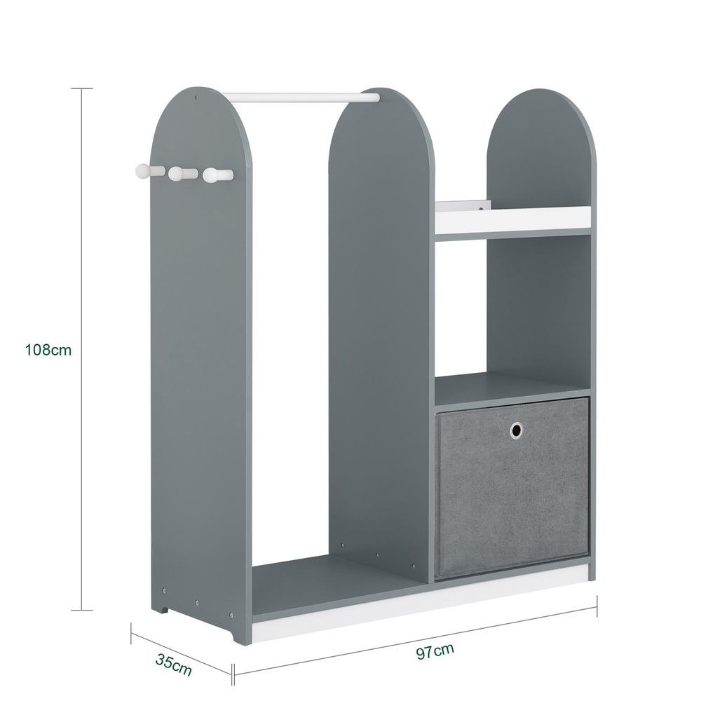 SoBuy Kinderkleiderschrank mit 3 Haken Kindergarderobe Kleiderschrank Kinderzimmer Kinder Kleiderschränke mit Boxen Kleiderständer Regal KMB40-HG