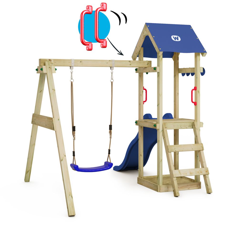 Spielturm Wickey TinyWave mit Rutsche und Sandkasten in Blau