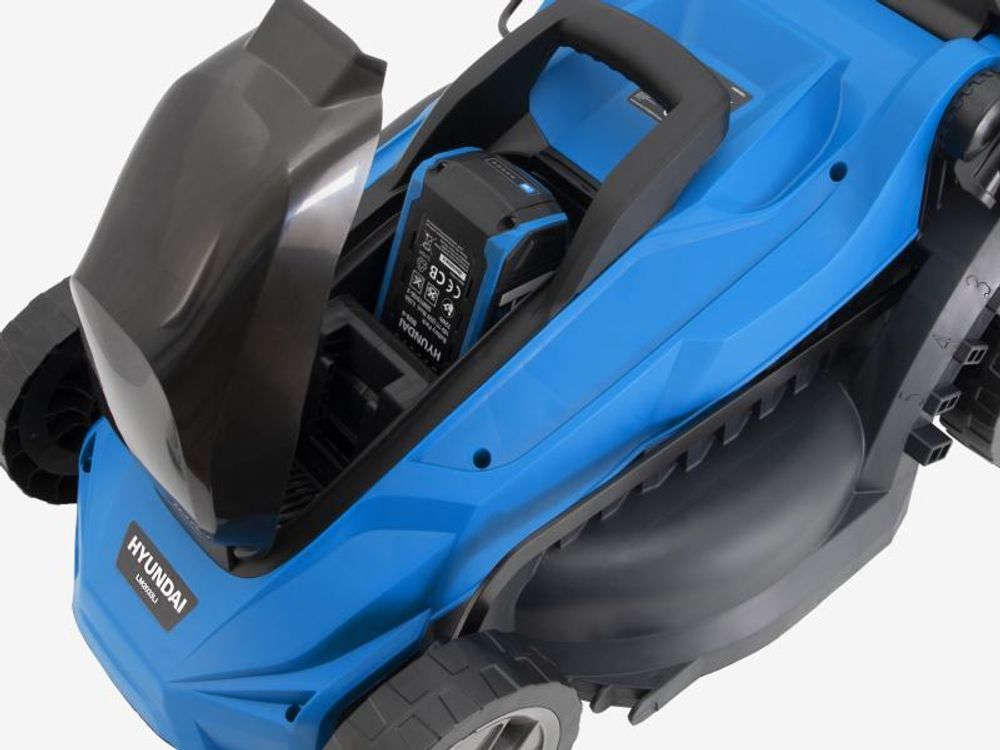 HYUNDAI 20V Akku-Rasenmäher Brushless – 33 cm Schnittbreite, inkl. 4.0Ah Akku & Ladegerät – 35L Korb, zentrale Höhenverstellung, leicht, kompakt & kabellos