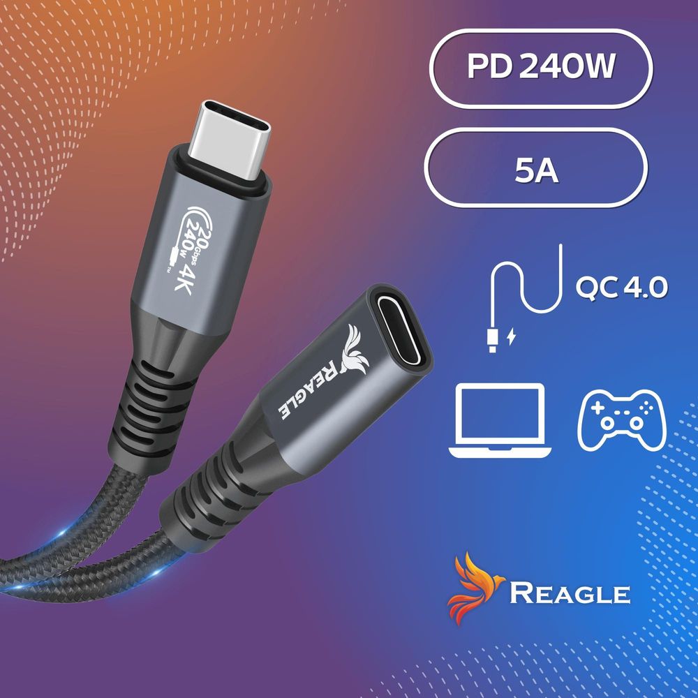 Usb C 1M 3.2 Kabel 240W 20Gbps 4K 144Hz Usb Adapter Thunderbolt