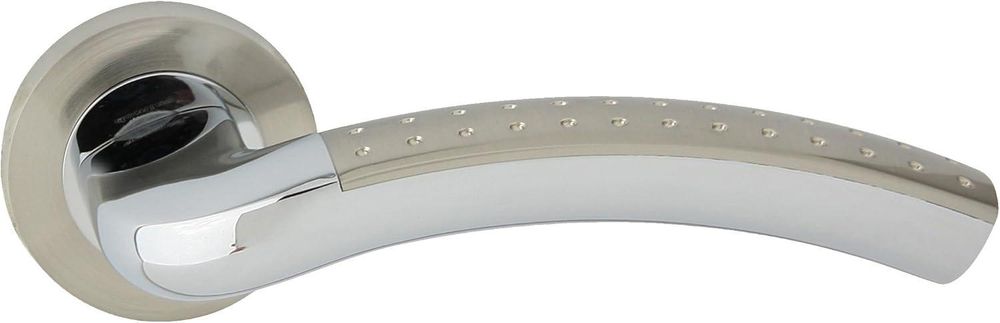 DOMINO Türgriff Drückergarnitur | Türklinke für Zimmertür, Bürotür, Kellertür & Innentür | Türbeschläge aus Aluminium | Chrom/Nickel Türdrückergarnitur| SHARON-R M6/M9