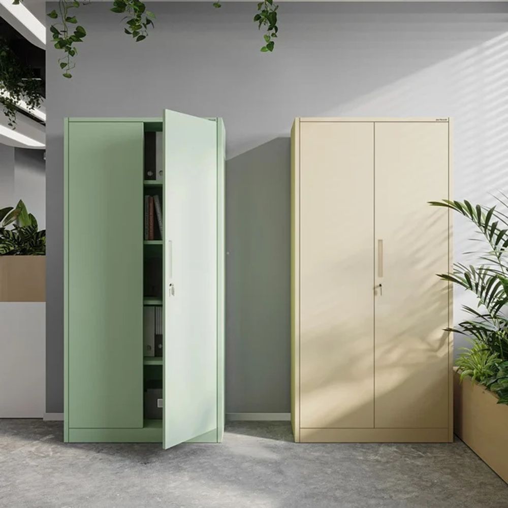 Aktenschrank Büroschrank Metallschrank Stahlschrank Werkzeugschrank Stahlblech Pulverbeschichtet Flügeltürschrank Abschließbar 195 cm x 90 cm x 40 cm Farbe: Pastellgrün