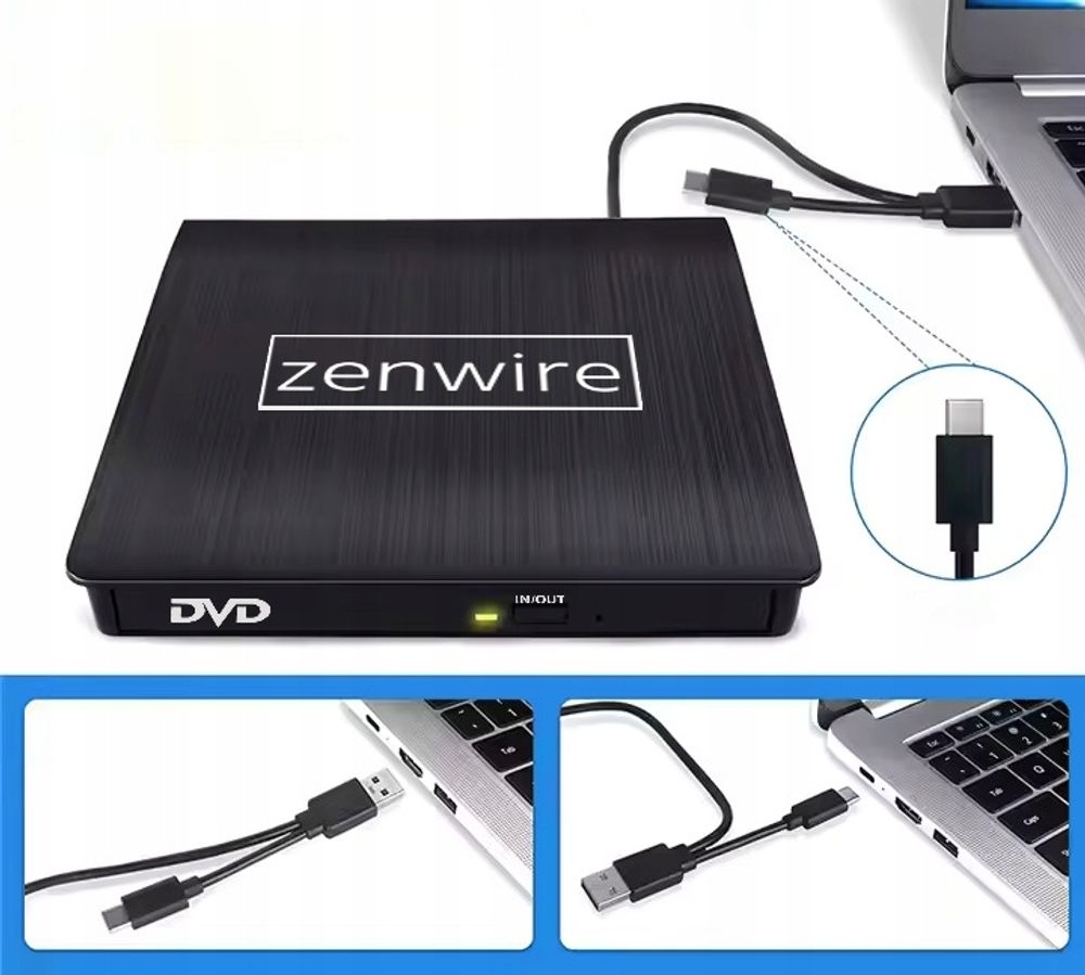 Externes tragbares Laufwerk - DVD CD - 2-in-1 - USB 3.0 USB-C - für Brenner - CD/DVD-Player - für Laptop - für Computer