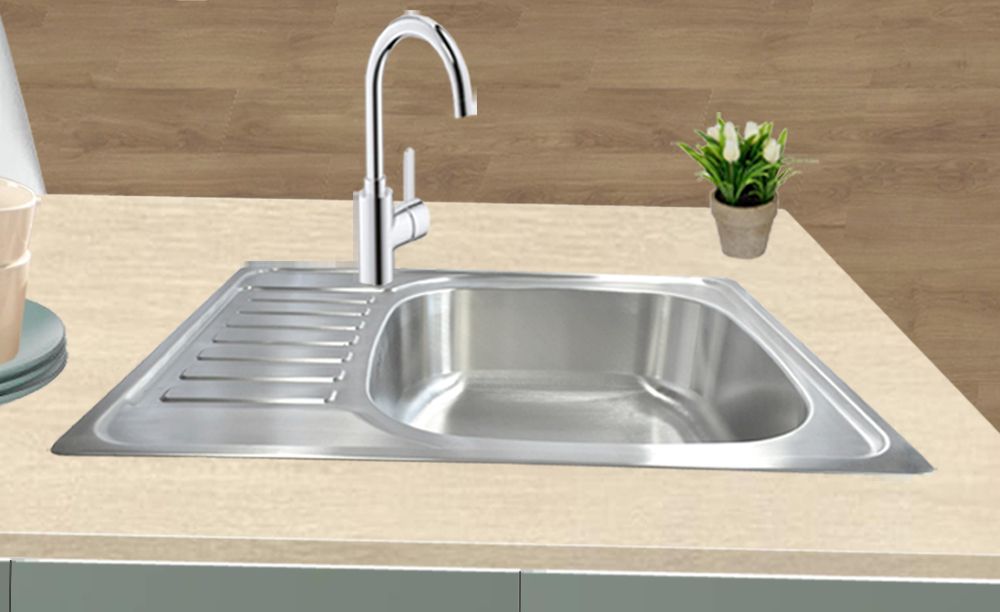 Preero- 65x50cm ,Spüle Edelstahl 304,Materialstärke 0,8mm, Küchenspüle, Einbauspüle,Spülbecken eckig mit Ablage.