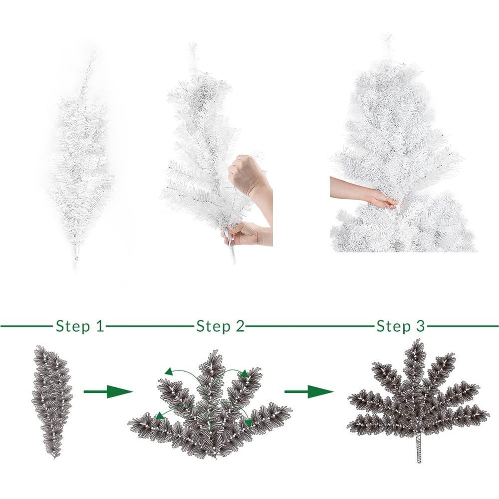 Weihnachtsbaum Weiss 150 cm Künstlicher Weihnachtsbaum mit 420 Spitzen Tannenbaum Künstlich mit Metallständer Christbaum wie echt Einfache Montage