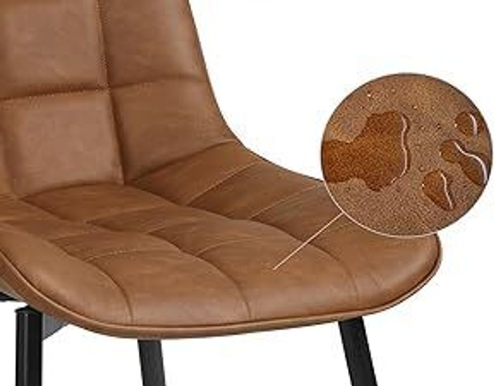 WOLTU Esszimmerstühle 4er-Set Küchenstuhl Polsterstuhl mit Rückenlehne, aus Kunstleder, Metallbeine, Hellbraun