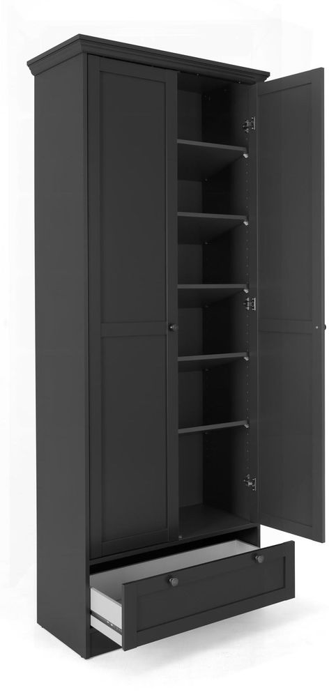 Mehrzweckschrank >Vitoria< in Anthrazit – Moderner Stauraumschrank mit Landhaus-Charme und 80 cm Bre