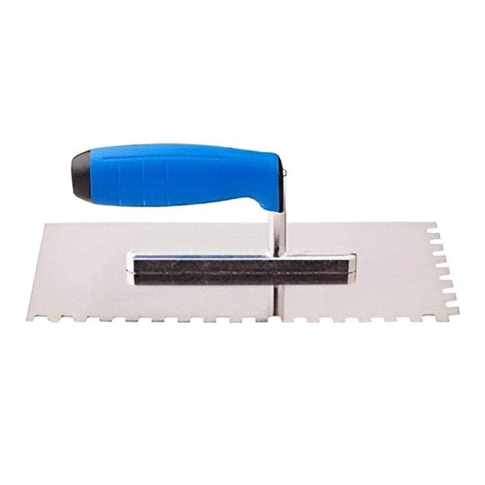 Mivos Edelstahl Glättekelle 270 x 130 mm - Rostfreie Putzkelle mit 2 Komponenten Softgriff - Glättbrett für Putz- und Maurerarbeiten - Glättscheibe