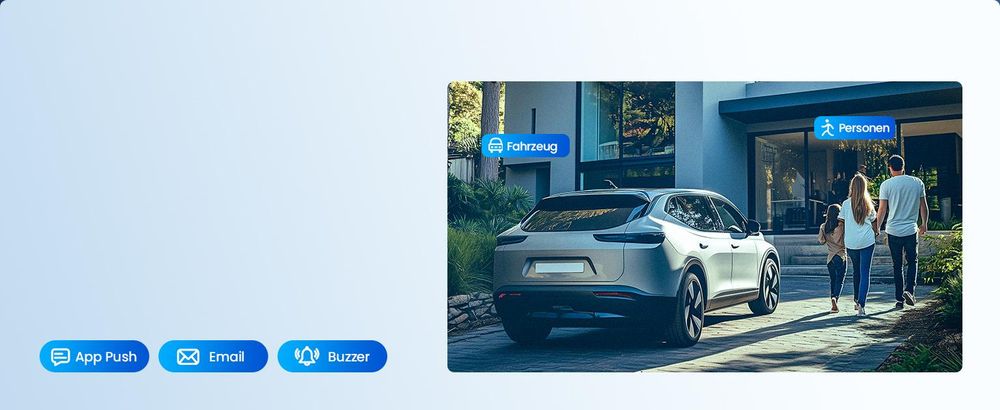 ZOSI 2MP Kabelgebunden Überwachungskamera Set mit Audio, 8CH 500GB DVR und 4X PTZ TVI Aussenkameras, Personen- und Fahrzeugerkennung