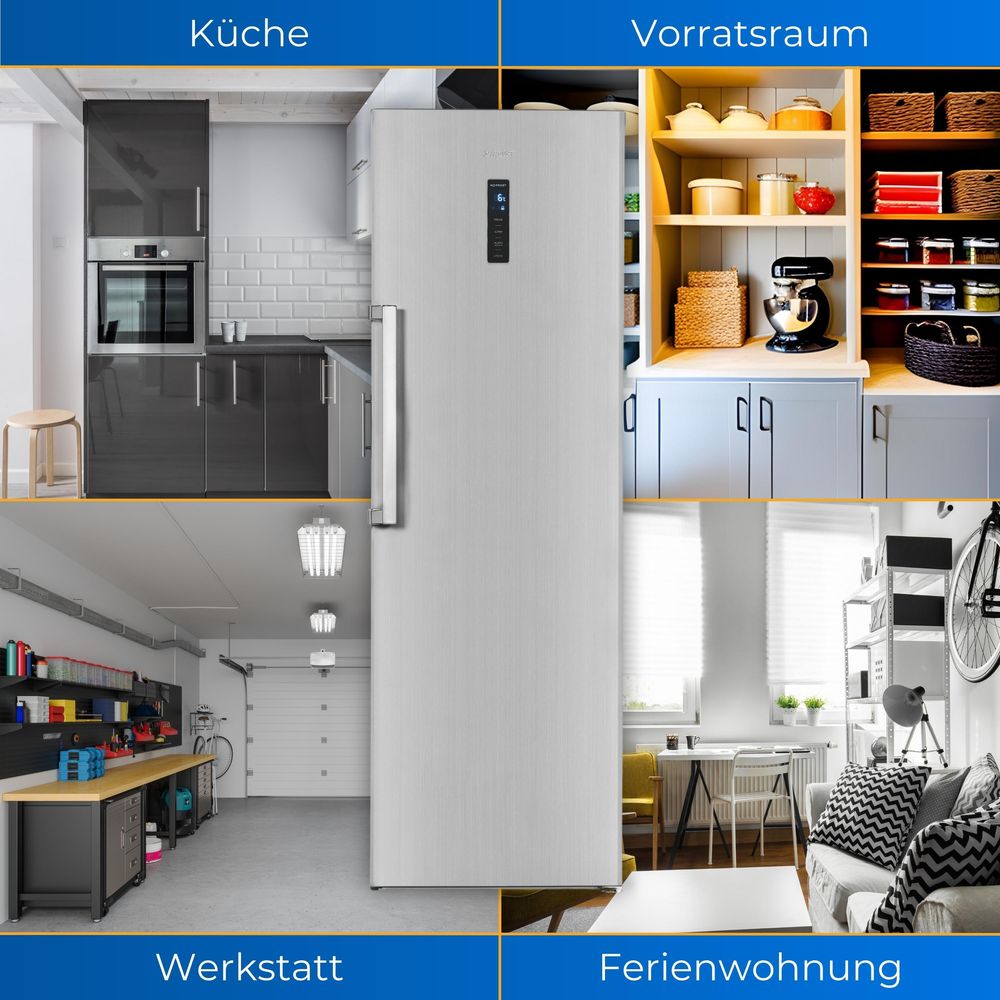 Exquisit Vollraumkühlschrank KS360-V-HE-040D inoxlook | 359 l Nutzinhalt | Edelstahloptik