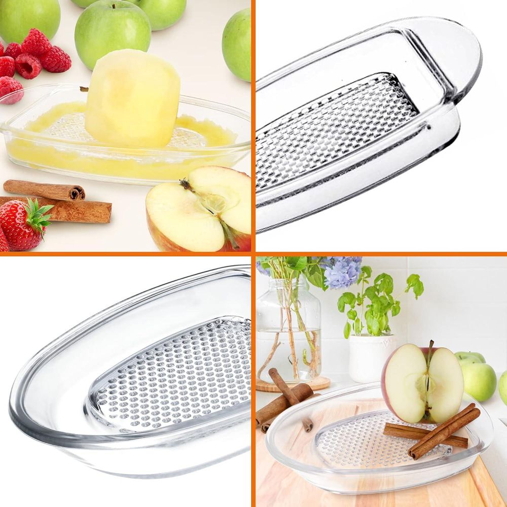 KADAX Obstreibe aus Glas ”Livorno”, ovale reibe für nahrung, Apfelraspel, Glasreibe, 22 cm, Tranpare