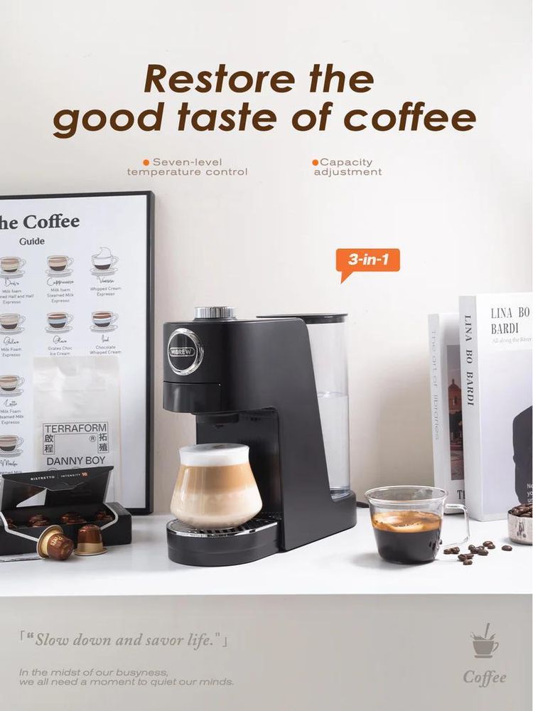 HiBREW H3C Kapsel-Kaffeemaschine 3in1, 20 bar, 1,4 L, Weiß