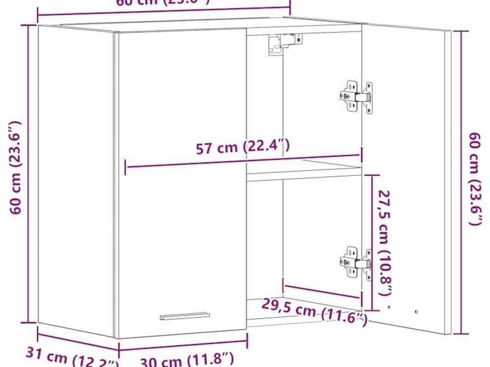 vidaXL Hängeschrank Lyon Weiß 60x31x60 cm Holzwerkstoff