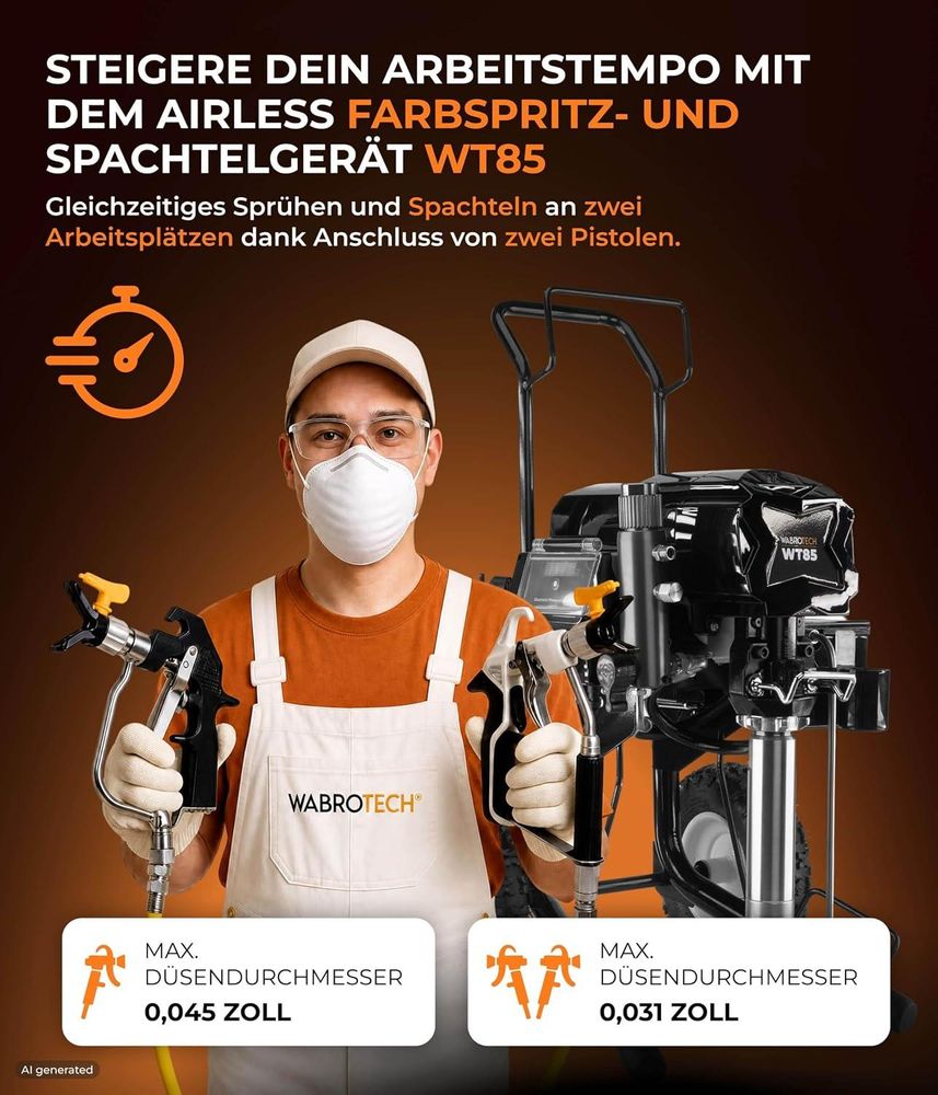 Airless Farbspritzgerät mit zwei Spritzpistolen für professionelle Malerarbeiten