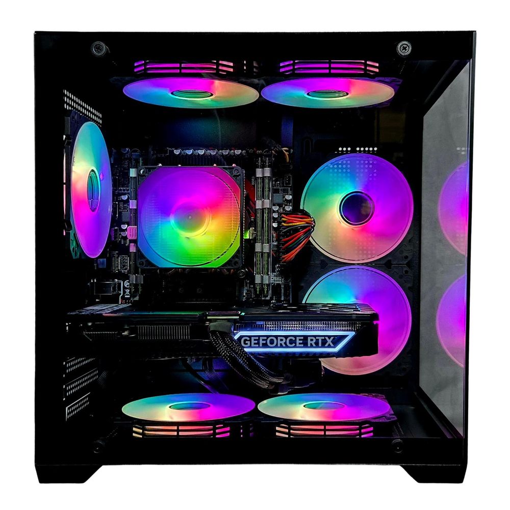 Gaming PC BLACK | NVIDIA RTX 5050 | 128GB RAM 2TB SSD | Intel 12 Core | RGB Lüfter mit Fernbedienung | Luftkühlung | WLAN 5 | Windows 11 | TPM 2.0