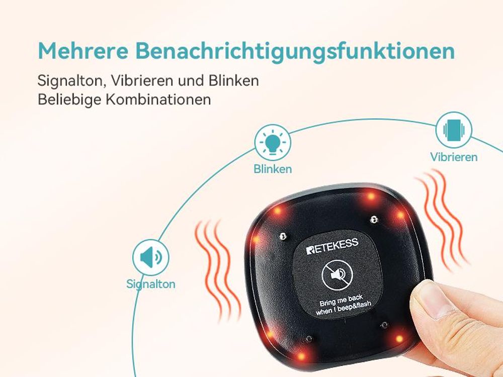 Retekess TD161 Restaurant Pager System, Pager Gastronomie, 500m, Leicht Einzurichten, Ausschalten mit Einem klick, für Hotels, Snacks, Bar (40 Pager)