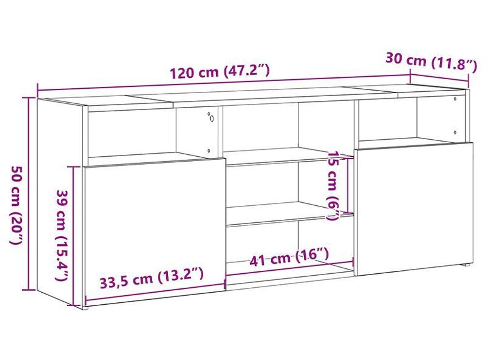 vidaXL TV-Schrank mit LED-Leuchten Weiß 120x30x50 cm