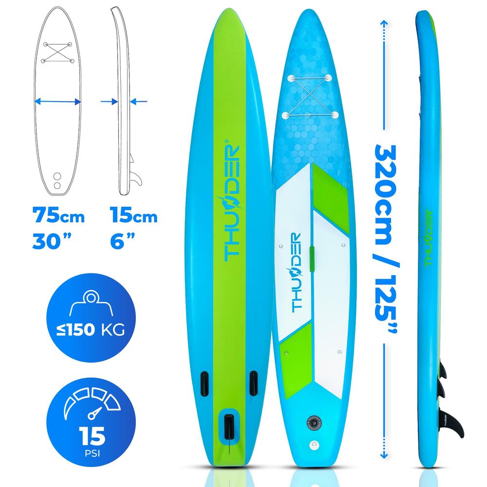 Thunder Itto Touring Stand Up Paddle Board 380 x 75 x 15 cm Blau 150 kg