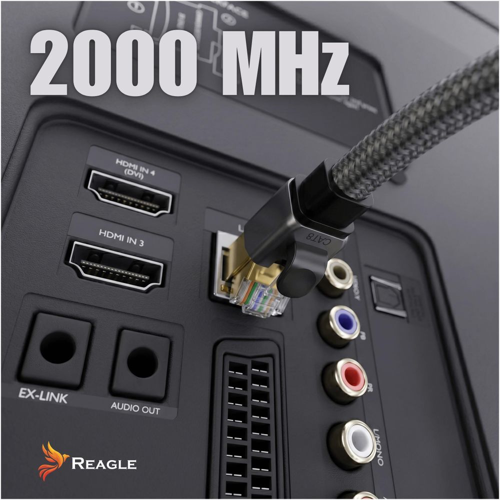 Reagle Cat8 Ethernet Lan Kabel Rj45 Sftp 40 Gbps 5 M – Hochgeschwindigkeits-Netzwerkkabel Für Gaming, Pc, Router & Streaming