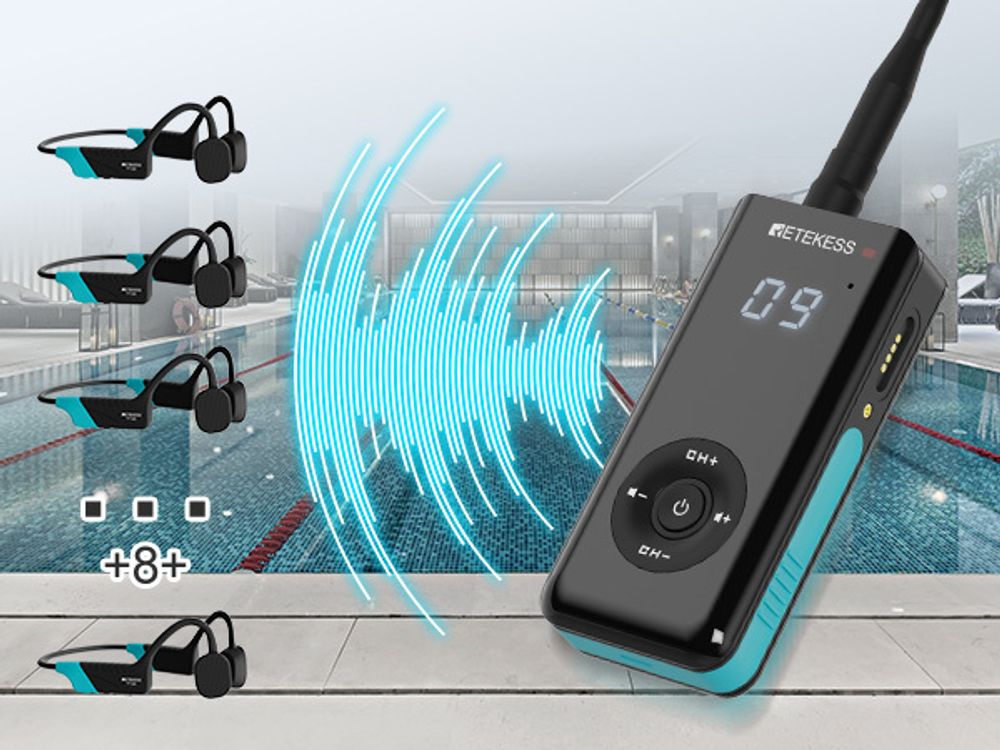 Retekess TT120 Schwimmtrainings-Kommunikationssystem Trainer-Sender und Schüler-Empfänger für den Schwimmsport