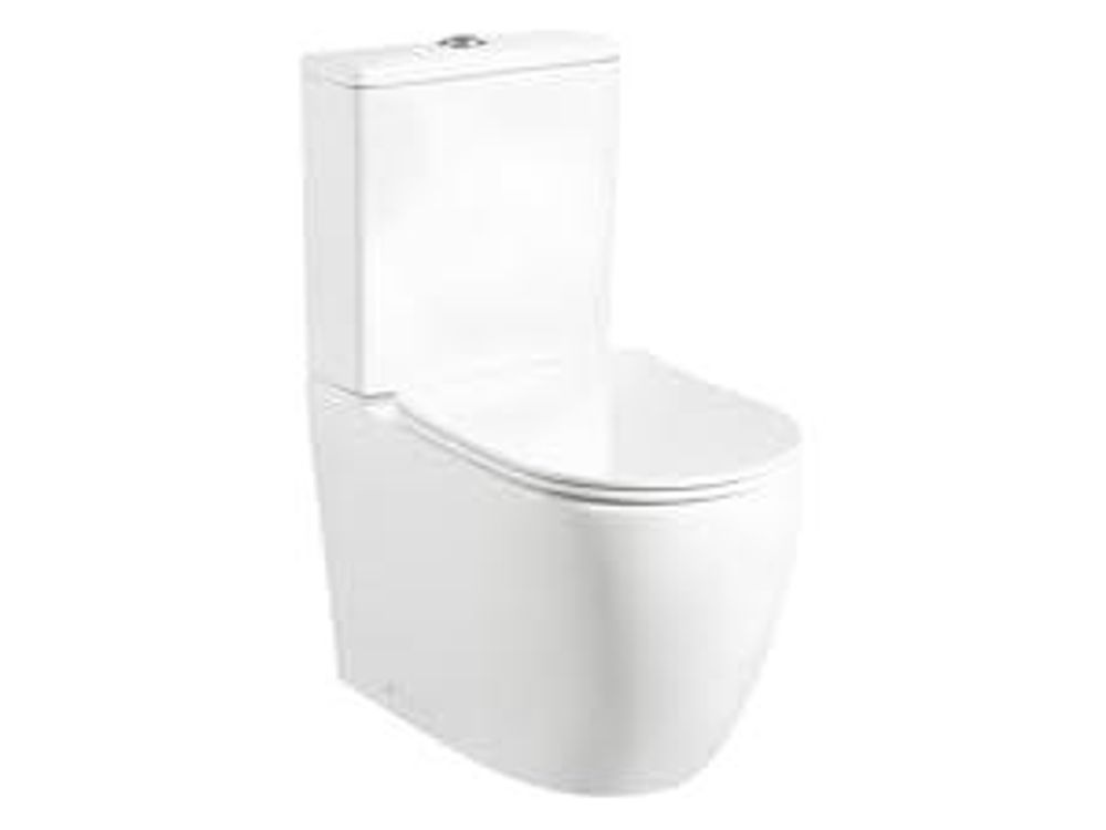 Lavita | Stand WC - Kompakt WC Nautilius - Weiß - 60,5 X 38 X 80 Cm - Ohne Spülrand - mit Soft-Close-Sitz Duroplast