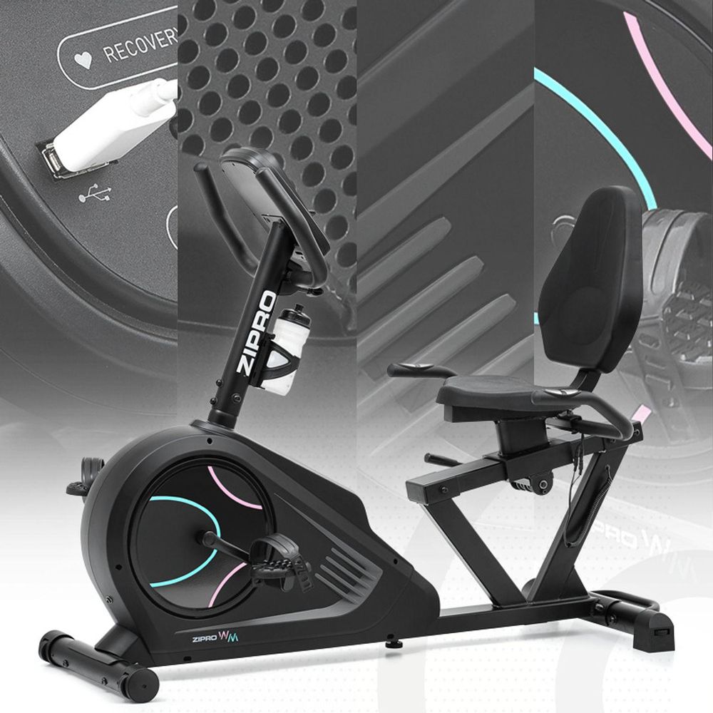 Ergometr Zipro Liegeheimtrainer Glow WM – biały rower poziomy dla seniorów i rehabilitacji Rower poziomy z aplikacją Opór elektryczny Oszczędzający plecy