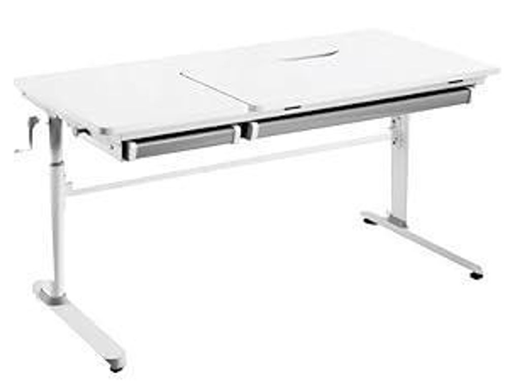 HOKO Kinderschreibtisch-Set mit Kinderstuhl, höhenverstellbarer Schreibtisch mit 120x60 cm Arbeitsfläche für Kinderzimmer, Weiß-Rosa, ELIN & ANKE