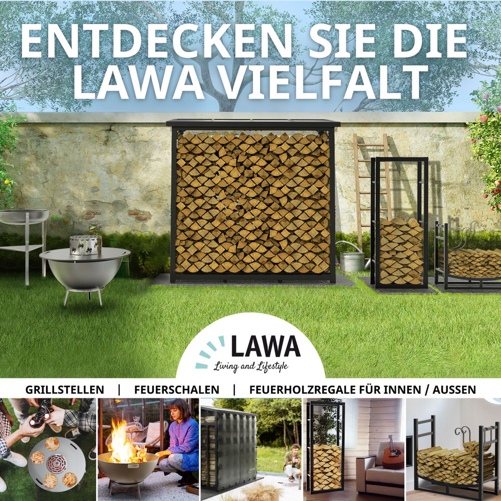 Kaminholzregale für innen und außen, mit und ohne Dach.
