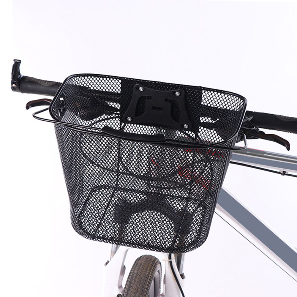 Fahrradkorb Vorne mit Halterung Klicksystem Lenkerkorb Citykorb mit Adapter Vorderradkorb Drahtkorb Einkaufskorb Engmaschig Fahrrad Schwarz Stahl Retoo