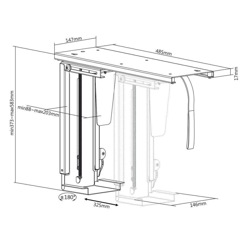 Universal Computerhalterung für Schreibtisch Halterung PC Computer Halter Untertisch PC-Halter bis 10kg Ausziehbar Schwenkbar 360°
