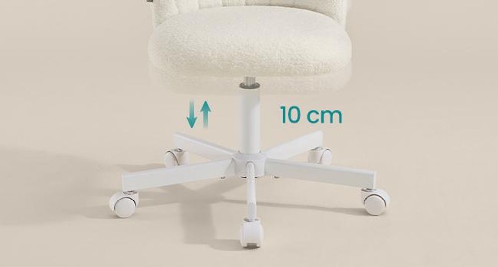 SONGMICS Homeoffice-Stuhl, Schminkstuhl aus Fleece, Schreibtischstuhl, Schaumstoffpolsterung, höhenverstellbar, für Arbeitszimmer, Schlafzimmer