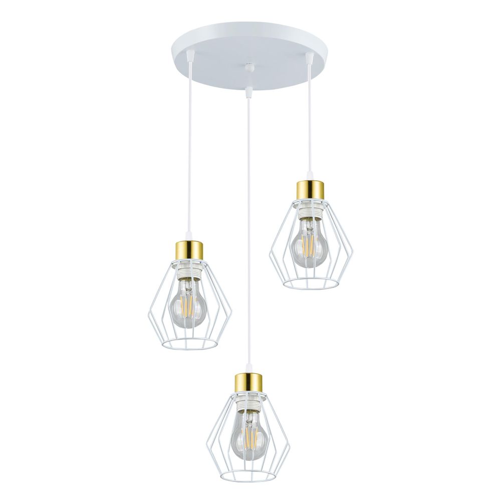 MasterLED Pendelleuchte Otto 3-flammig modern E27 Gold Weiß aus Metall für Esstisch oder Küche LED-kompatibel
