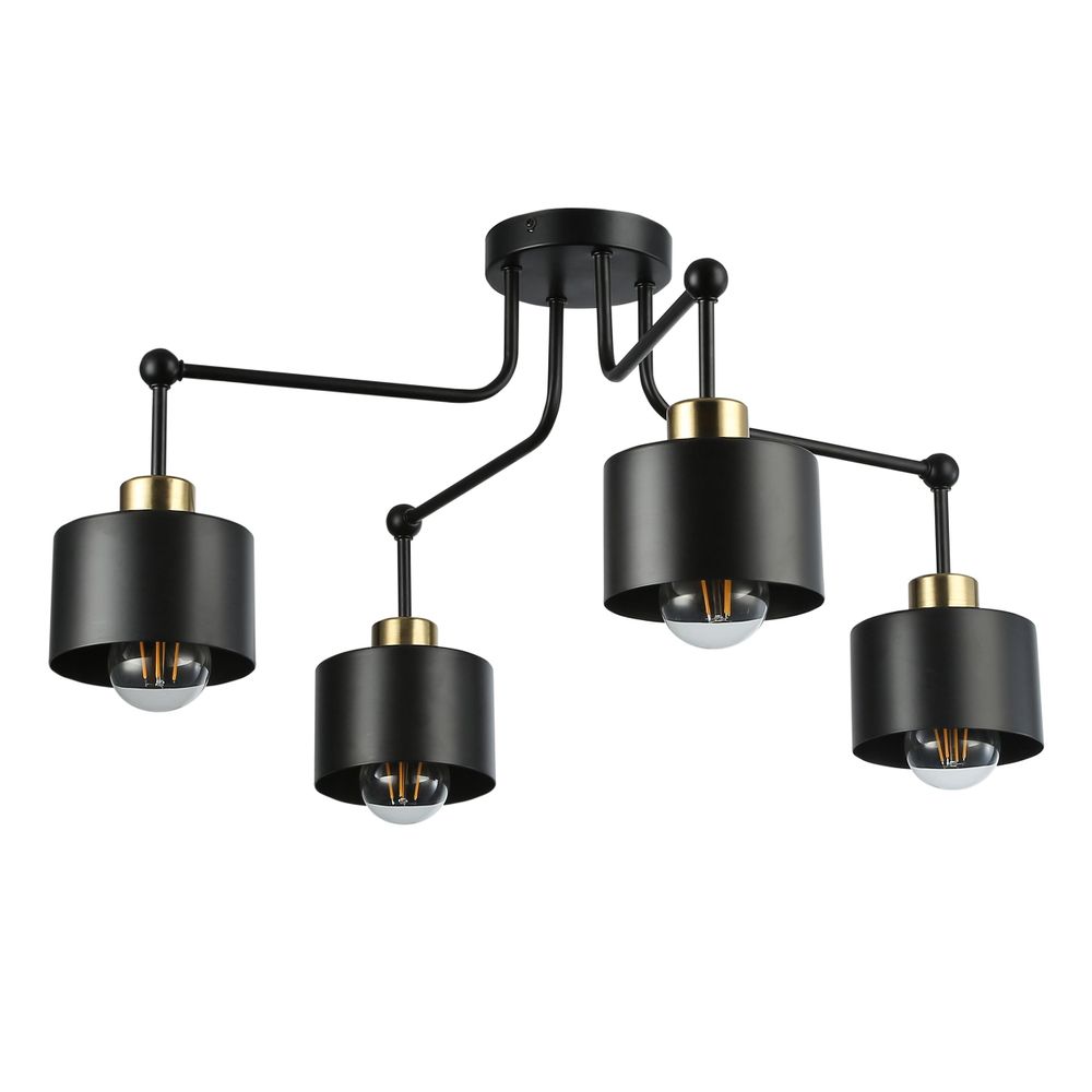 MasterLED Deckenleuchte – 4-flammig E27 – Metall lampe schwarz kupfer im Retro Design – ideal für Wohnzimmer, Flur & Küche – Elza