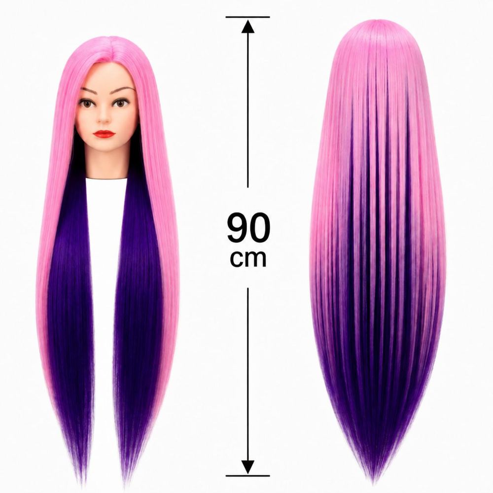 Kappersoefenhoofd met 90 cm hittebestendig haar incl. statief