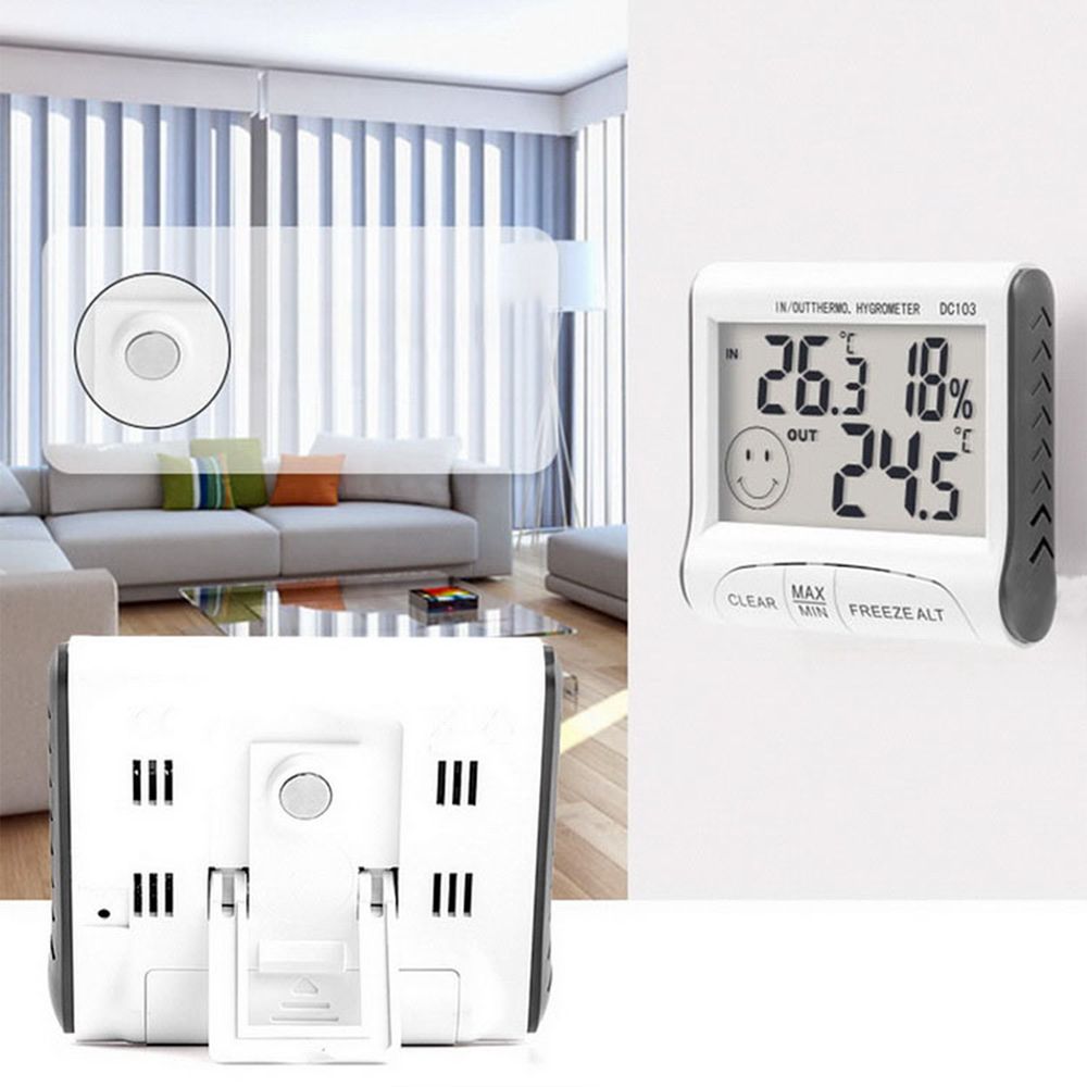 Digital Thermometer mit Aussenfühler Hygrometer Innen Temperatur Luftfeuchtigkeitmessgerät Messung Temperaturmessung Celsius Fahrenheit Retoo