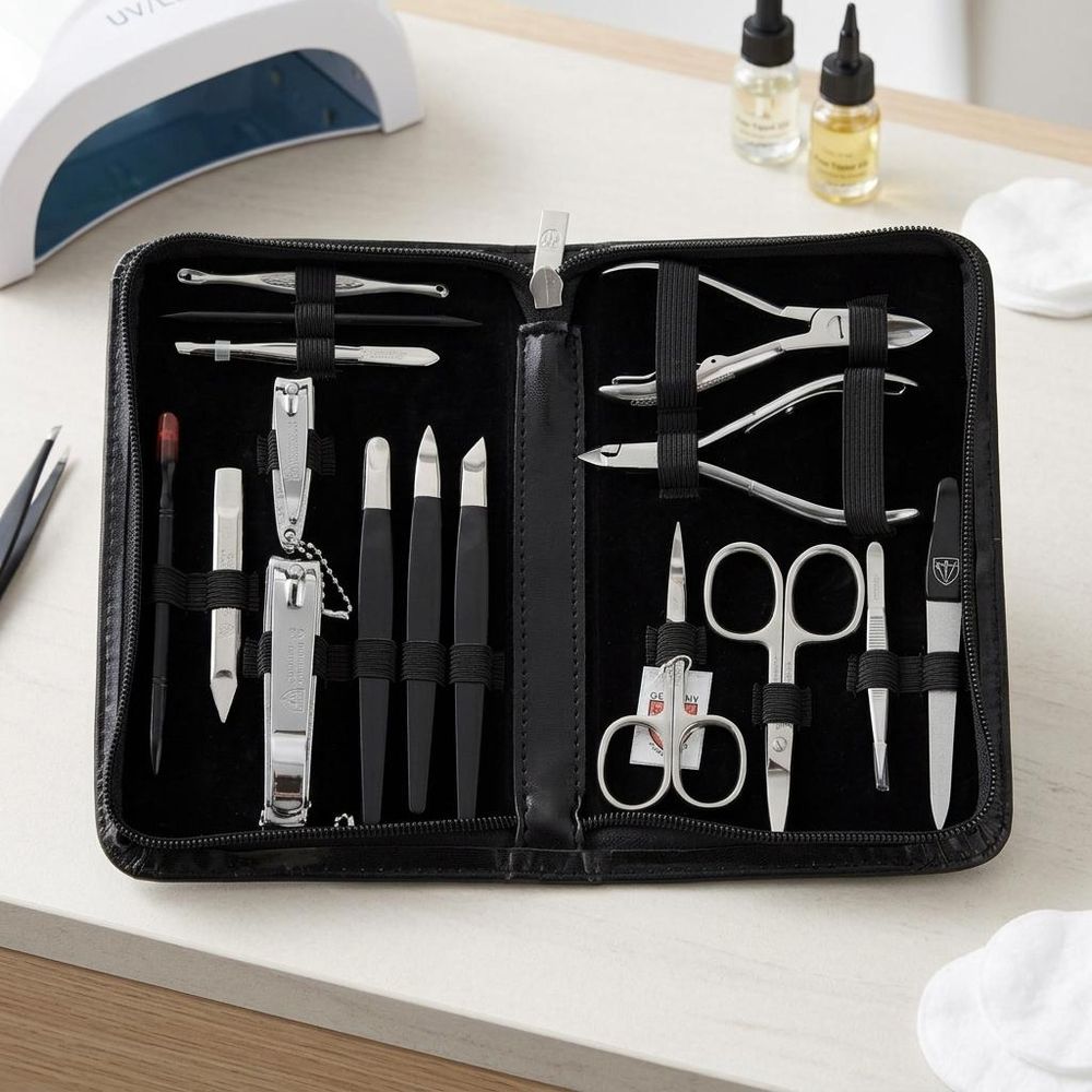 Set Manicure e Pedicure Solingen 16 Pezzi con Custodia - Accessori Unghie, Tronchesino, Forbicine,