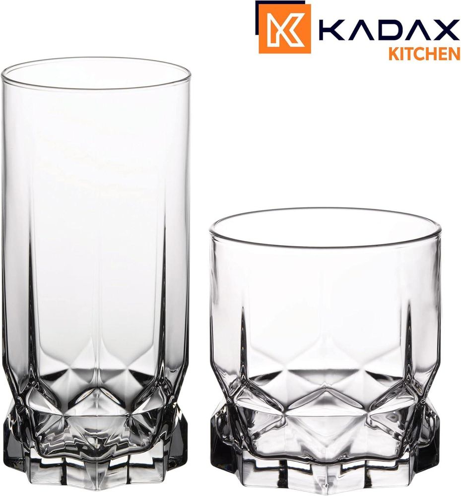 KADAX Trinkgläser aus Glas, Getränkegläser "Anzio", 12er Set, hoch, 325ml