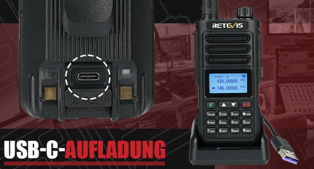 Retevis RA89 Ham Funkgerät, Hochleistungs Dualband Walkie Talkie für draußen, Wasserdicht IP68, Großer Reichweite, Lärmminderung, 2500mAh, Typ-C