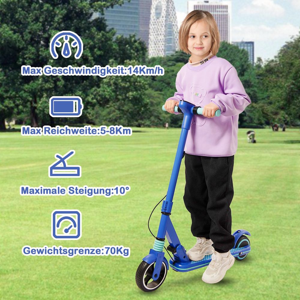 Elektroscooter Kinder E-Scooter Blau mit LED-Anzeige Klapproller elektroroller Staubgeschützter Ladeanschluss E Roller Geschenk Für Kinder Und Jugendliche