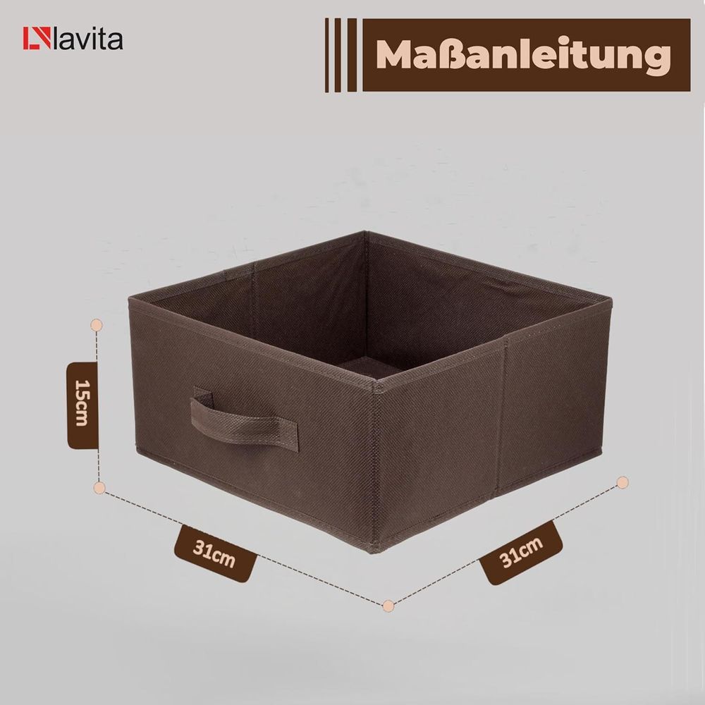 Lavita Storage Box | faltbare Aufbewahrung Boxen 31 x 31 x 15 cm | Schubladen-Organizer Box| Ordnungssysteme für Kleidung | Kleideraufbewahrung & Organisation | dunkelbraun | 6 stück